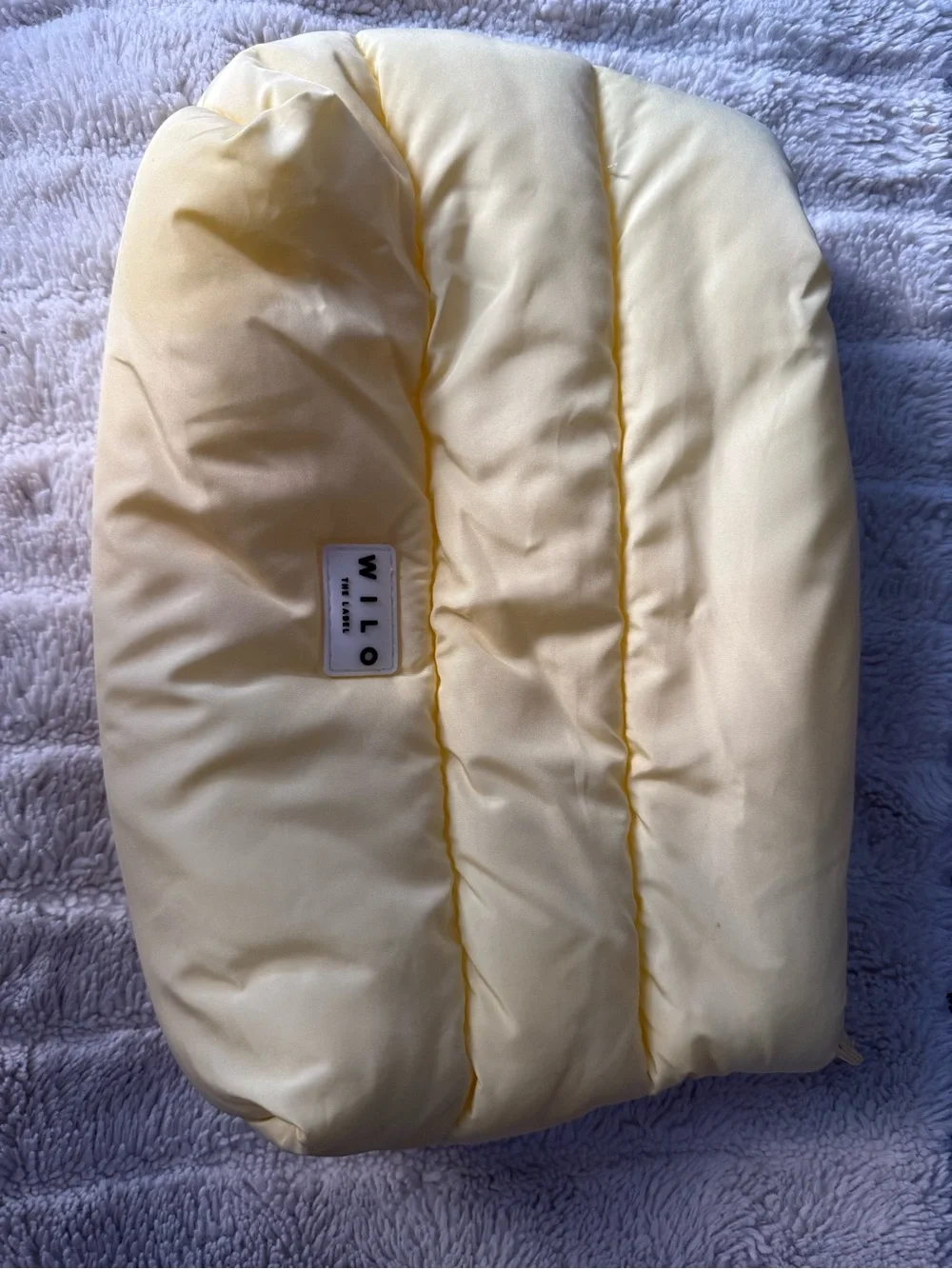 Wilo yellow cosmetic puffer bag